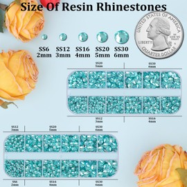 Resin Rhinestones for Crafting, 2 Boxes Lake Blue Flatback Crystals for Bedazzling Crafts DIY Nail Art Deco, Non Hotfix Bulk Gems Charms for Tumbler Shoes Clothing Fabric Face Makeup Manicure