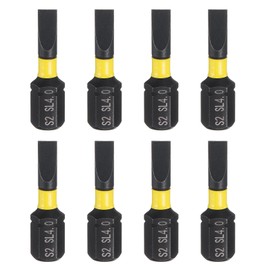 HARFINGTON 8pcs SL4 Slotted Screwdriver Bit 1/4" Hex Shank 25mm/1" Length Magnetic Flat Head Hex Bits S2 Steel Screw Driver Bit Industrial Grade Electric Drill Bits