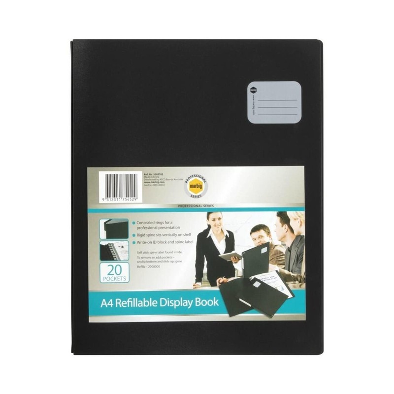 MARBIG 2002702 Pro Series D/Book Refillable A4 Black