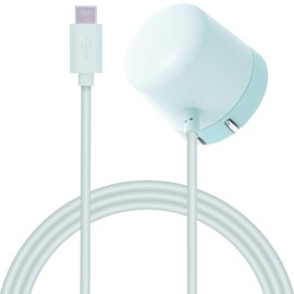 Elecom MPA-ACC14LB AC Charger, AC Adapter, 7.5W Output, Integrated Type-C Cable, 1.5A Output, 3.9 ft (1.5 m), Light Blue