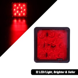 CZC AUTO Red Lens Trailer Hitch Cover with 12 LED Brake Light Fit 2" Receiver