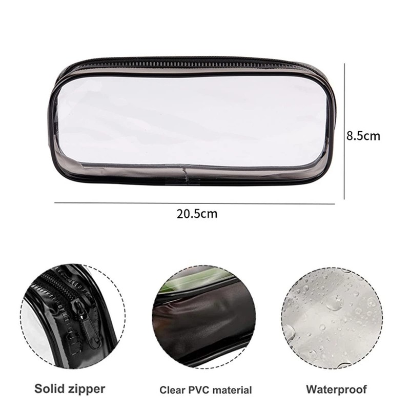 JMOCD 2Pcs Clear PVC Zipper Pen Pencil Case