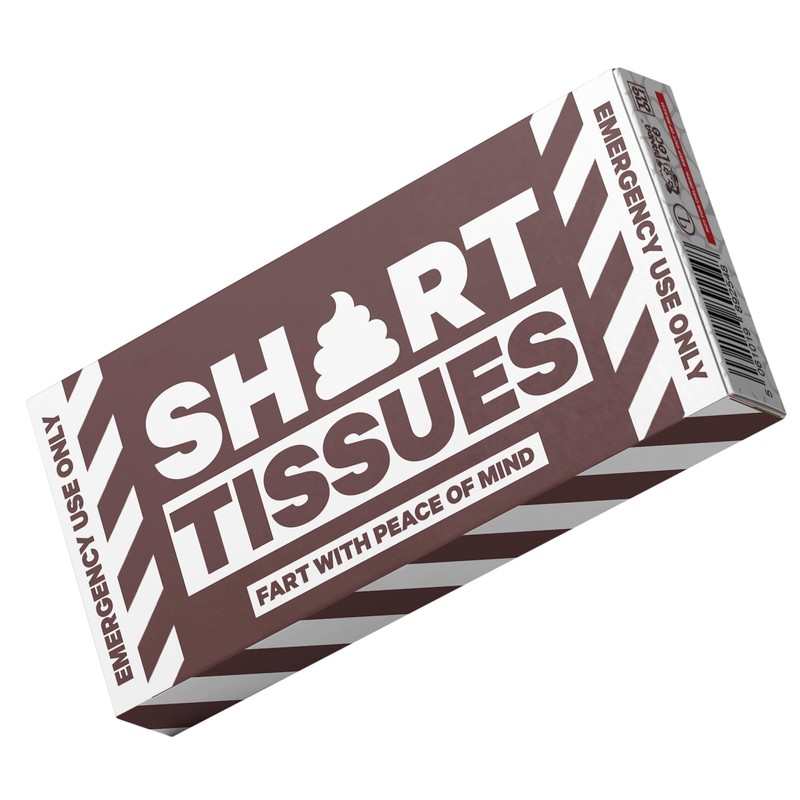 Wank/Shart/Vomit Tissues with Box Joke Gag Funny + Biohazard Bag
