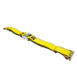 Mytee Products 2''x12' Logistic E-Track Cam Buckle Straps with Spring E-Fittings - 2500 lbs Breaking Strength - Yellow Cam Buckle Cargo Load Straps for Enclosed Semi Trailers, Box Trucks