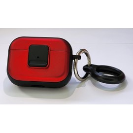 Kid-Proof case for AirPods Pro 1/2 1st/2nd gen Generation/AirPods 3: Magnetic, Safety Lock, Shock-Proof, with or Without AirTag Holder (Red and Black, for AirPods Pro/Pro 2 with AirTag Holder)