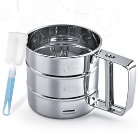 Gigmeta Flour Sifter, Powdered Sugar Shaker, Rustproof Stainless Steel Powdered Sugar Mill, Fine Flour Sieve with One-Hand Operation, Capacity of 250 g