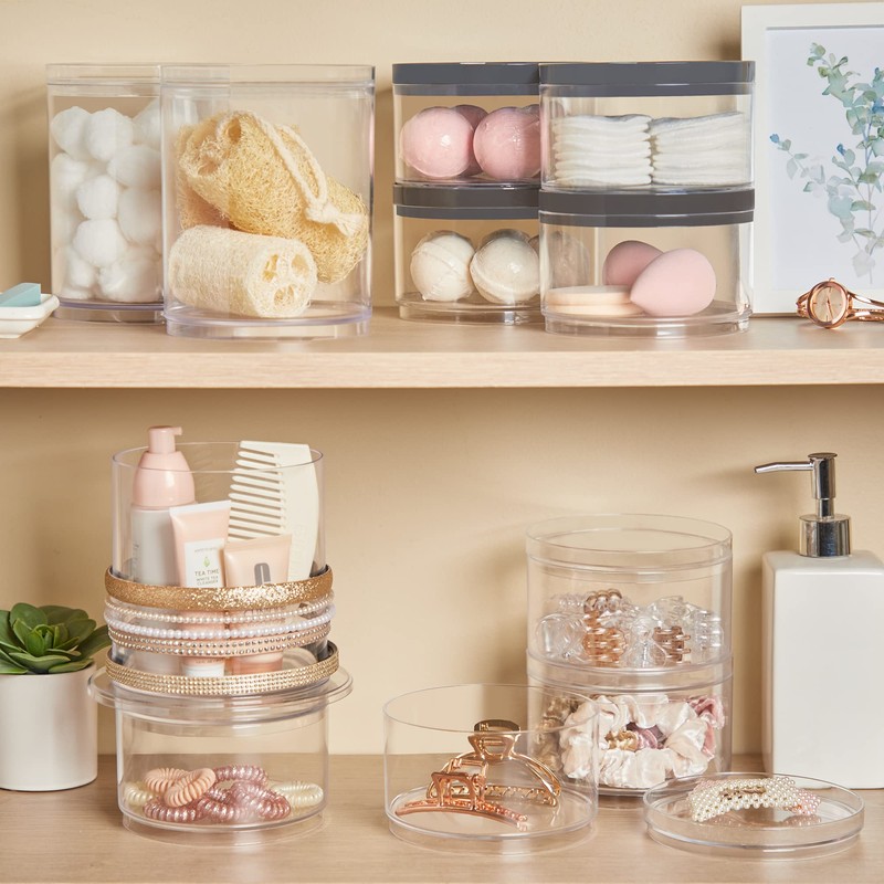 STORi Bella Tall Scrunchie Holder | Stackable Clear Plastic Container