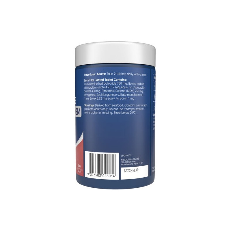 Bioglan Glucosamine Chondroitin + MSM 180 Tablets