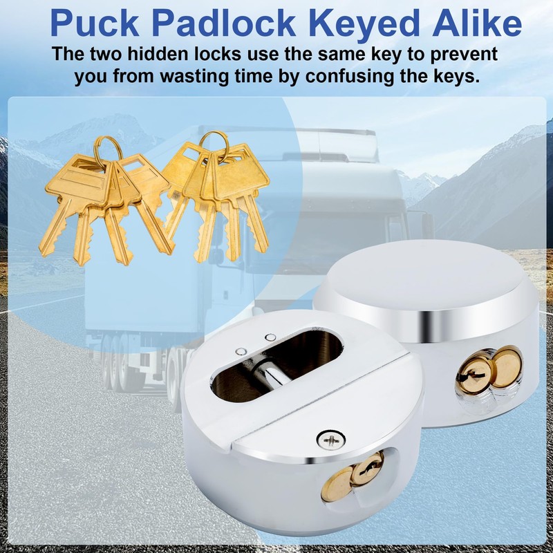 6271 Puck Lock, Hidden Shackle Padlock (2 Pack), Puck Locks,