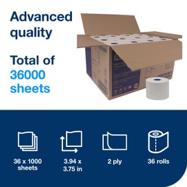 Tork High-Capacity Toilet Paper Roll White T26, Advanced, 2-Ply, 36 x 1000 sheets, 110292A