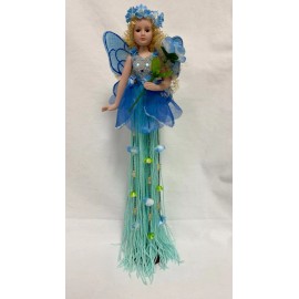 Set of 6 - 15" Porcelain Fairy Dolls with Tassel Skirt on Pedestal Stand