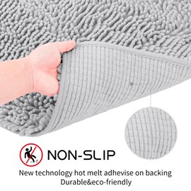 Xmecyino Bathroom Rugs Sets 2 Piece Washable, Luxury ，Chenille Bath Mat Set, Soft Plush Anti-Slip Rectangular Bath， Rug Super Absorbent. (Light Gray, 32"x20"+32"x20")