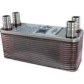 Duda Energy HX1230:HB34 B3-12A 30 Plate Stainless Steel Heat Exchanger with 3/4" Hose Barb Ports Copper Brazed, 2.9" Height, 2.9" Width, 7.5" Length