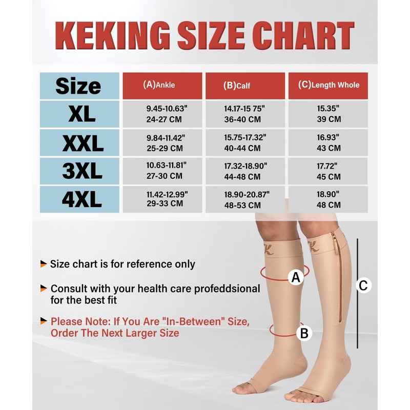 KEKING® Calcetines de compresión con cremallera para hombres y mujeres,