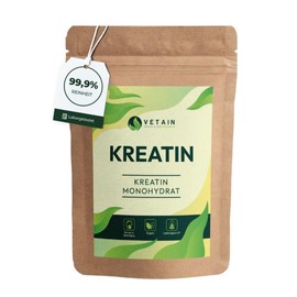 Vetain Premium Creatine Monohydrate Powder 250 g – Pure, Ultra Fine Creatine – 100% Vegan – Laboratory Tested – No Additives – High Dose Creatine Powder for More Energy