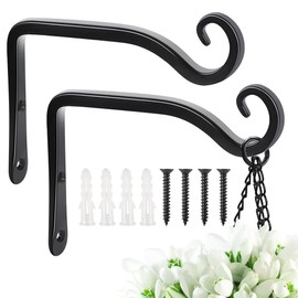 Roysmart Pack of 2 Plant Brackets, Hanging Basket Holder, 15.2 cm Iron Wall Hooks, Hanging Basket, Metal Hooks, Hanging Planter, Bird House, Lantern, Wind Chimes, Wall Sconces
