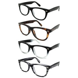 Edge I-Wear Vintage Horned Rim Flexible Frame Readering Glasses for Women Men Readers 2.25 540960TT/2.25-3(BLK-CL)