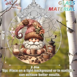 Stained Glass Suncatcher Ornament - Charming Gnome Christmas Decorations - Christmas Ornaments for Tree - Holiday Present Ideas - Gift Exchange