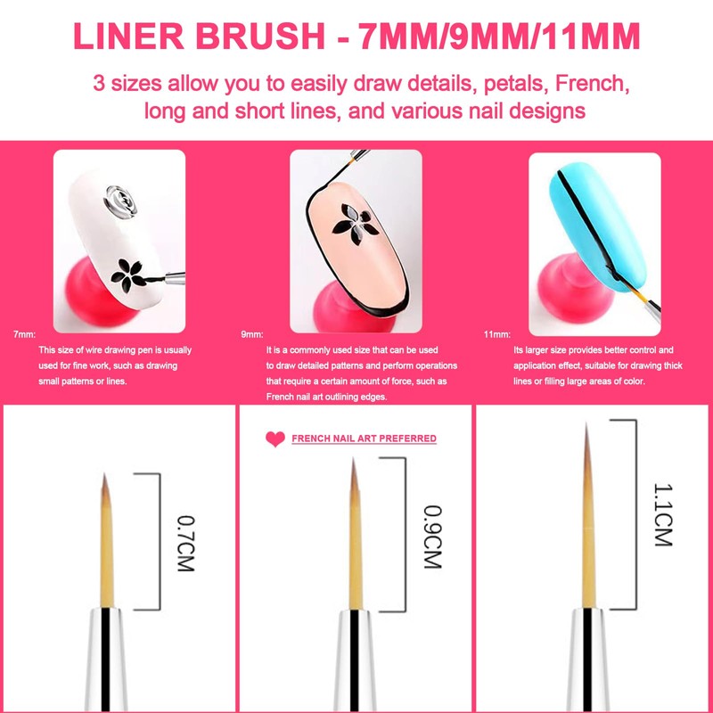 HYWWPFLAY Jelly Nail Stamper & Liner Nail Art Brushes -