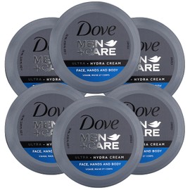 Dove MenCare Ultra Hydra Cream, Face, Hands and Body care, All Skin Types, 6 Pack of 2.53 Oz Each