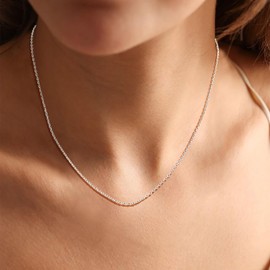Suplight 925 Sterling Silver Chain Necklace Chain for Women Girls-1.5mm Chain Necklace Thin & Sturdy-Adjustable Length-Italian Quality 18 Inch