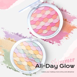Color Nymph Face Highlighter Blush Makeup Palette, 2-In-1 Shimmer Long-Lasting Face Makeup Kit, Brightens Face Complexion Glitter Illuminator Highlighters Blush Powder Make up Palette