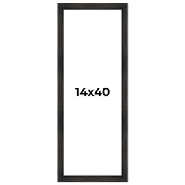 Poster Palooza 14x40 Frame Black Distressed Rustic Solid Wood Picture Frame | 1.5 Inch Moulding Width | with UV Acrylic Plexiglass, Foam Board Backing & Hanging Hardware Included