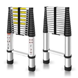 GXYWADY 14.5FT Telescoping Ladder Aluminum Extendable Telescopic Ladder Extendable Compact Loft Ladder for Household and Outdoor Working, 330lb Capacity
