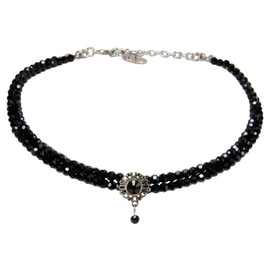 Alpenflüstern Helena DHK333 Glamour Choker Necklace - Nostalgic Costume Necklace Tight Fitting Choker Elastic Women's Costume Jewellery Velvet Choker (in Traditional Colours), Zinc