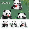 EnixwH 3-in-1 Panda Building Blocks Set, 686 Pieces, Panda Mini