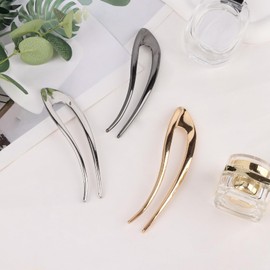 KEUKORZ 3 PCS U Shaped French Hair Pins Set - Gold, Silver and Black Metal Acetate Hair Clips Forks Accessories for Women’s Thick Hair- Easy Updo Styling, Lightweight Durable