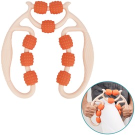 BELLE VOUS Beige Leg Muscle Massage Roller - Deep Tissue Massager with 9 Wheels - Trigger Point Tool to Relieve Arm, Calf, Thigh or Hand Soreness