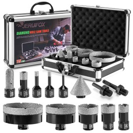 Diamond Hole Saw Kit Tile Drill Bits, 13 PCS Diamond Core Drill Bits Set 6/8/10/19/25/35/51/75/100mm+50mm Chamfer Saw +20mm Finger Bit+SDS Adapter Porcelain Hollow Drill Hole Saw for Ceramic, Granite