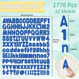 Alphabet Stickers, 1''Inch 12 Sheets Blue Letter Stickers Self-Adhesive Vinyl for Mailbox Numbers, Bulletin Boards & Home Decor