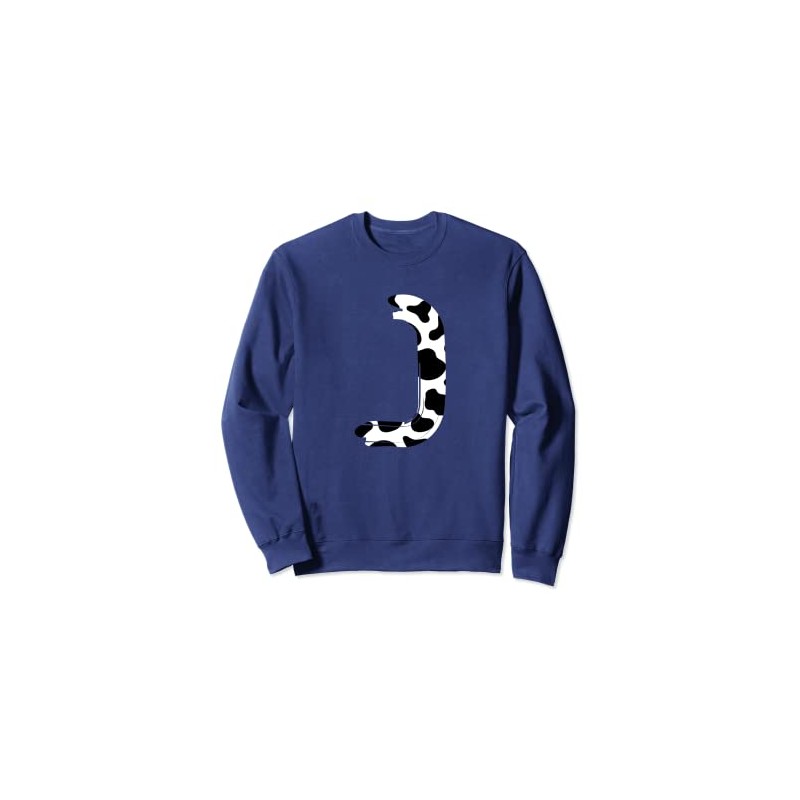Creative Bold Marker Letter J - Cow Pattern Design Sweatshirt