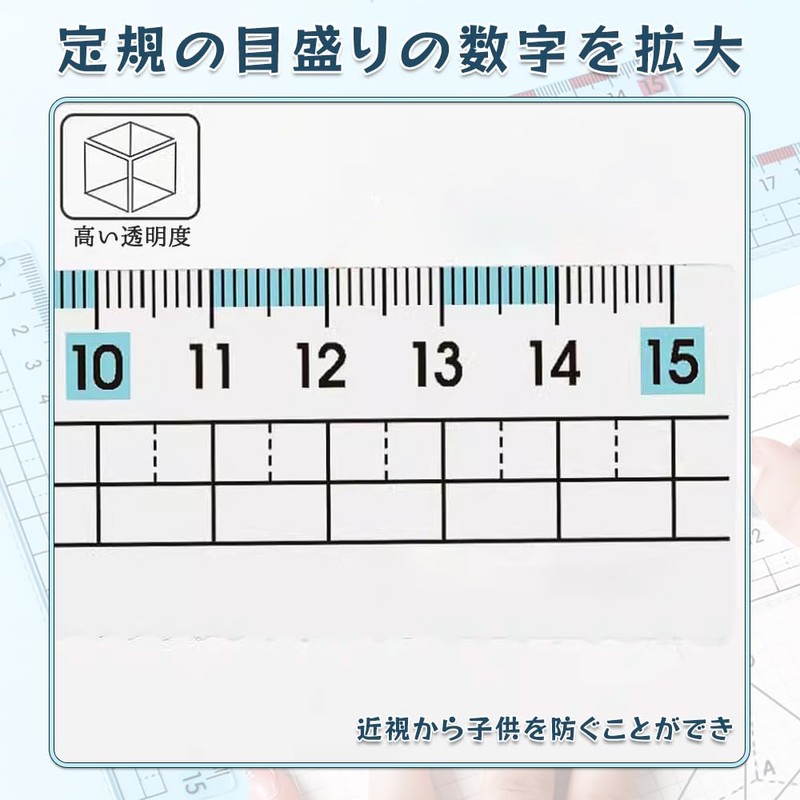 BOOHUQICH Ruler, 5.9 inches (15 cm), Plastic, Transparent Ruler, Plastic