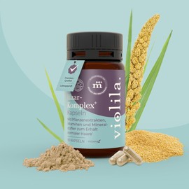 violila. Haar Komplex⁺ Kapseln | Mit Hirseextrakt, Biotin & Selen | Für normale Haare & Haut | Kupfer unterstützt die Haarpigmentierung | Mit Schwarzem Pfefferextrakt | 100% vegan | 1 Kapsel täglich