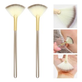 ANEBAKE 2pz Brocha Abanico Champagne Ideal Mascarillas Y Limpiadores