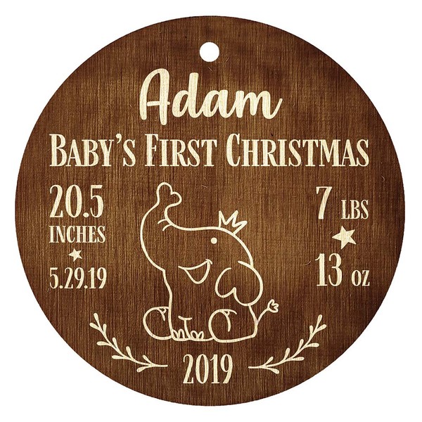 Personalized Baby First Christmas Ornament, Customize with Name and Born
