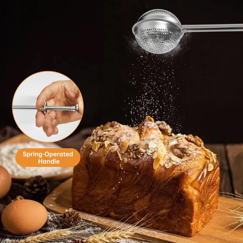 Flour Sifter, 3 in 1 Stainless Steel Sifter for Baking,