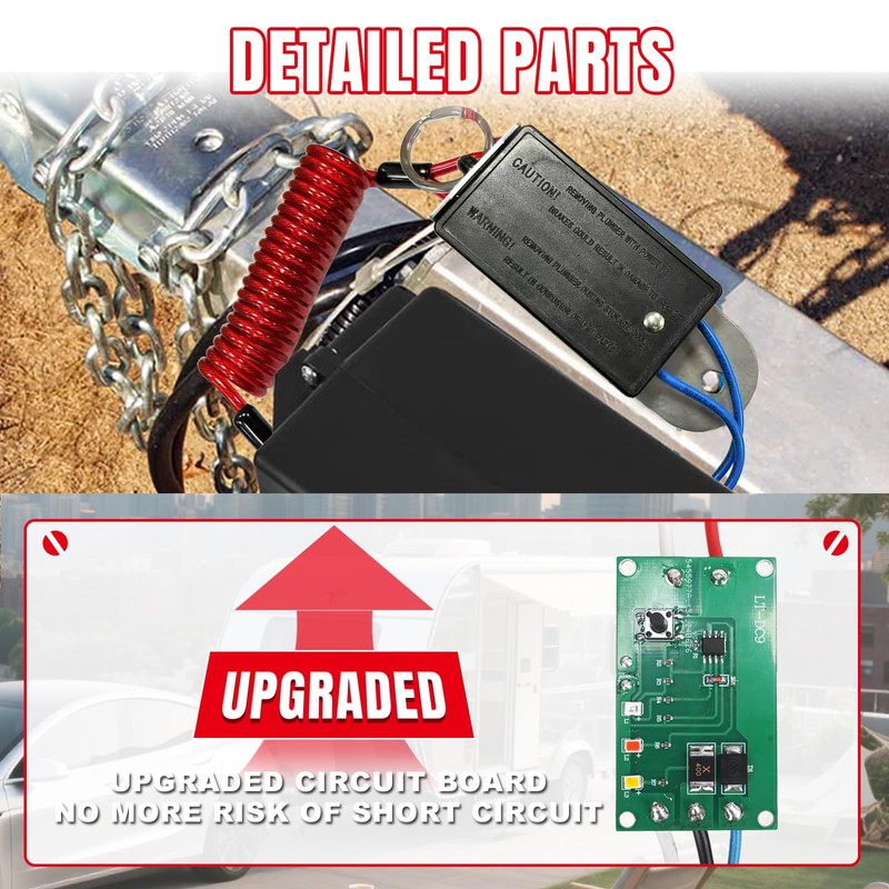 Jack Boss Trailer Brakes Breakaway Kit，12V Side Load Break-Away Controller