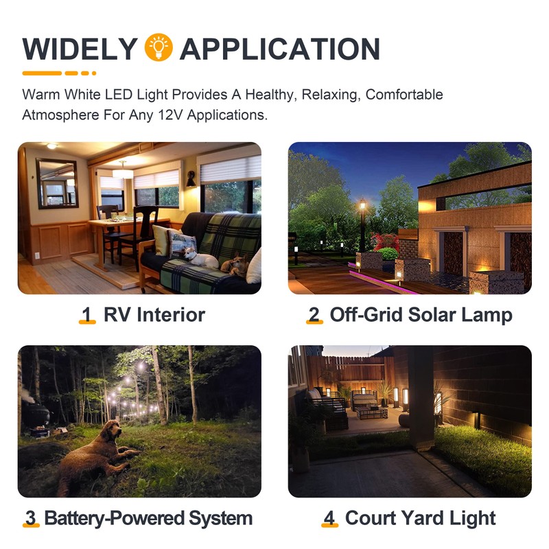 TOKCON 12V Low Voltage LED Light Bulbs - Soft Warm