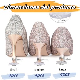 Lovgrin Tacones Altos Protectores de Tacón, 6 Pares de Protectores de Talón en 3 Tamaños, Tapa del Talón, Tapa Reparadora de Talones(S, M, L)