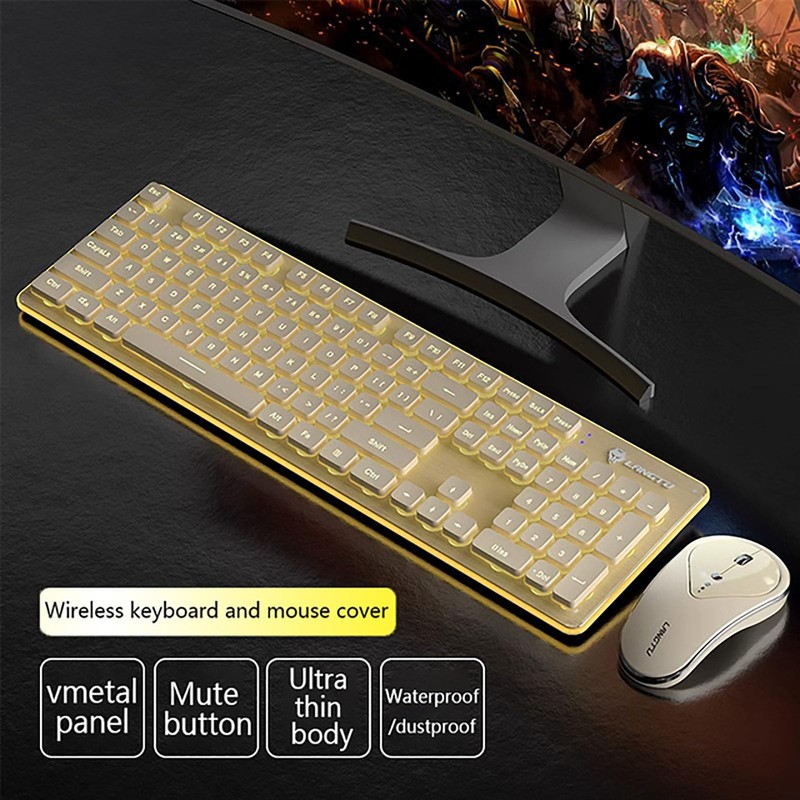 Wireless Keyboard and Mouse Combo, 2.4G Rechargeable Full Sized Backlit