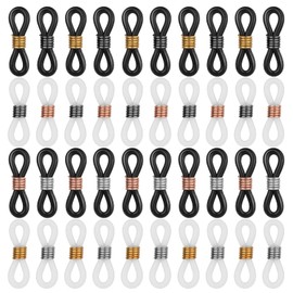 InnoHHustle 100PCS Eyeglasses Chain Ends Anti Slip Silicone Spring Rubber Connector Eyeglass Chain Loop Holder Silicone Eyeglass Connector