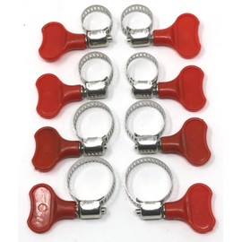 fiXte 8 Piece Hose Clip Set Easy Turn Butterfly Jubilee Clips Worm Gear Stainless Steel Pipe Clamps 15mm - 25mm