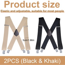 WJccsee 2 Pack Men's Undergarment Suspenders with Plastic Clips, Hidden Airport-Friendly Adjustable Suspenders for Hiking and Outdoor Activities