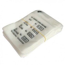 Money Bags Clear Plastic Coin Bank Bag Banking Cash Retail No Mixed Coins Change Handling Shop Home Office (150), 140mm x 95mm