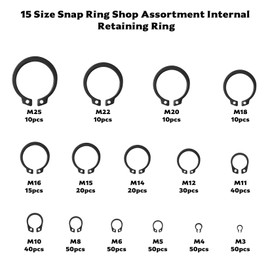 455 Piece Circlip Set, E-Clips Snap Rings, C-Clips Locking Washers, Internal External Seeger Ring Assortment, Clamping Ring Spring Rings for Shafts and Axles, High-Quality Clamping Rings Washers