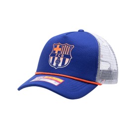 Fan Ink Barcelona 'Serve' Trucker Snapback Adjustable Soccer Hat (Blue/White)
